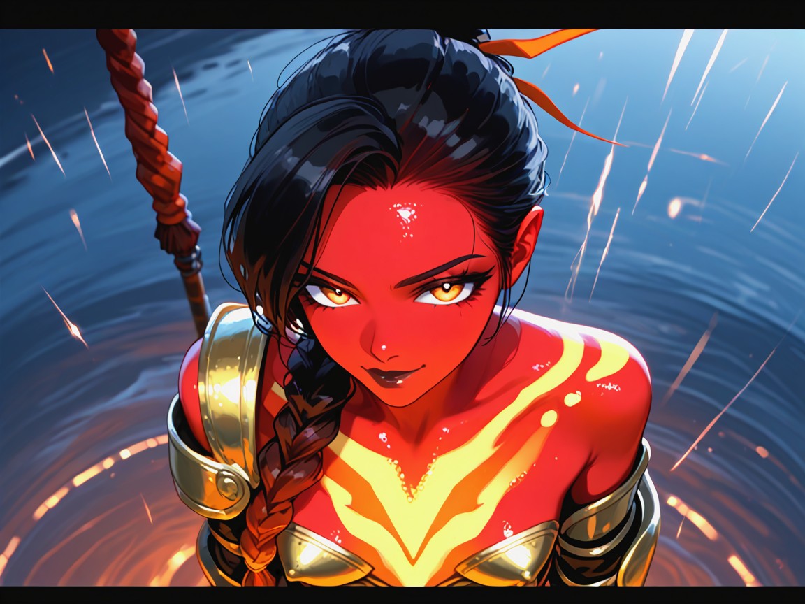 Futuristic War Setting, Radiant Storm War Backdrop, High Contrast Latina AI Porn