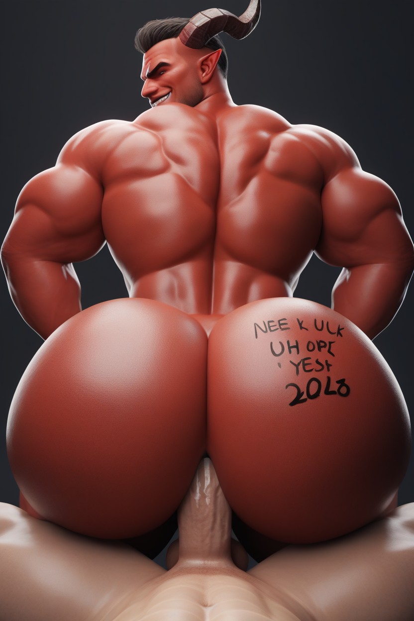 Dominant Bottom, Extremely Large Ass, 18+ AI Gay Porn