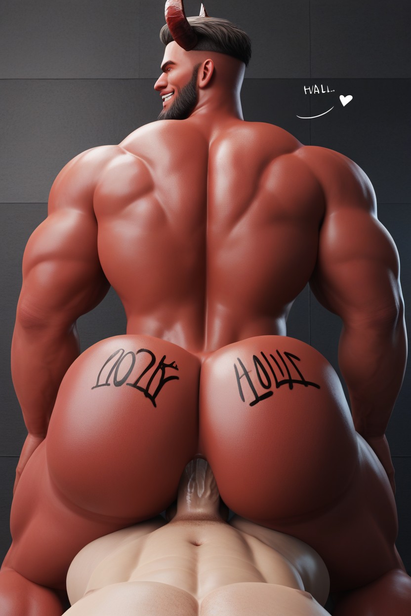 Body Writing On Ass, Body Writing, Smug Expression AI Gay Porn