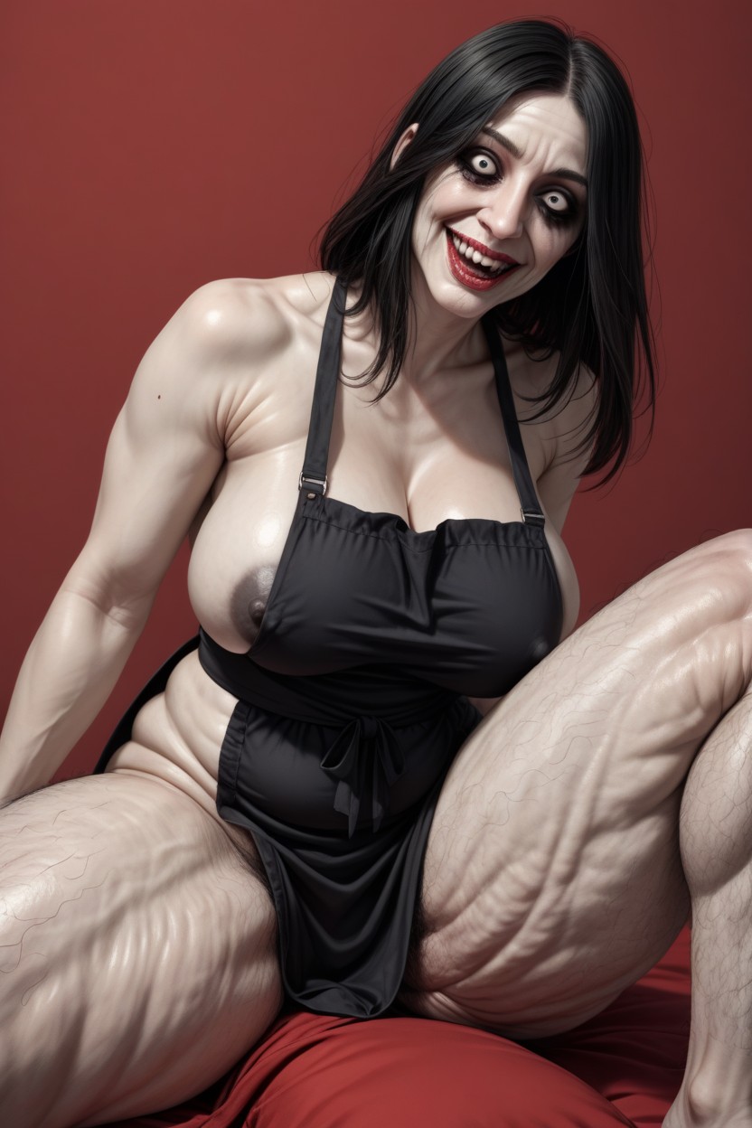 Smeared Makeup, Ghoulish, Legs Covered With Thick Hair Hentai AI Porn