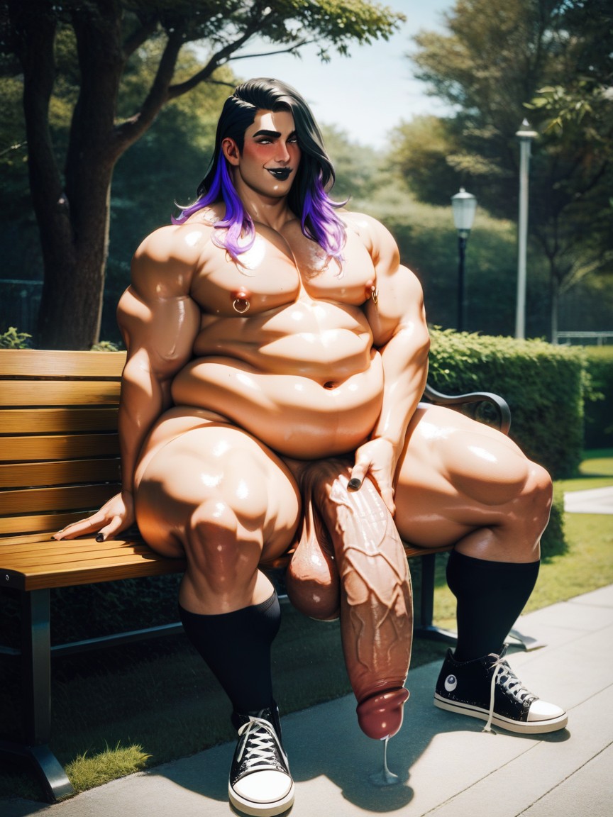 Naked, Gigantic Sagging Balls, Hyper Penis Length AI Gay Porn