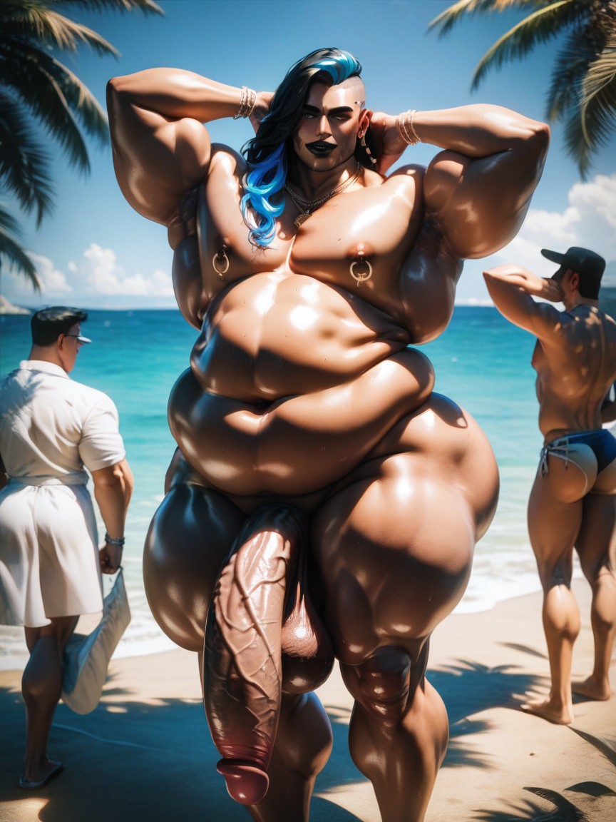 Morbidly Obese, Sweaty, Hyper Penis Length AI Gay Porn