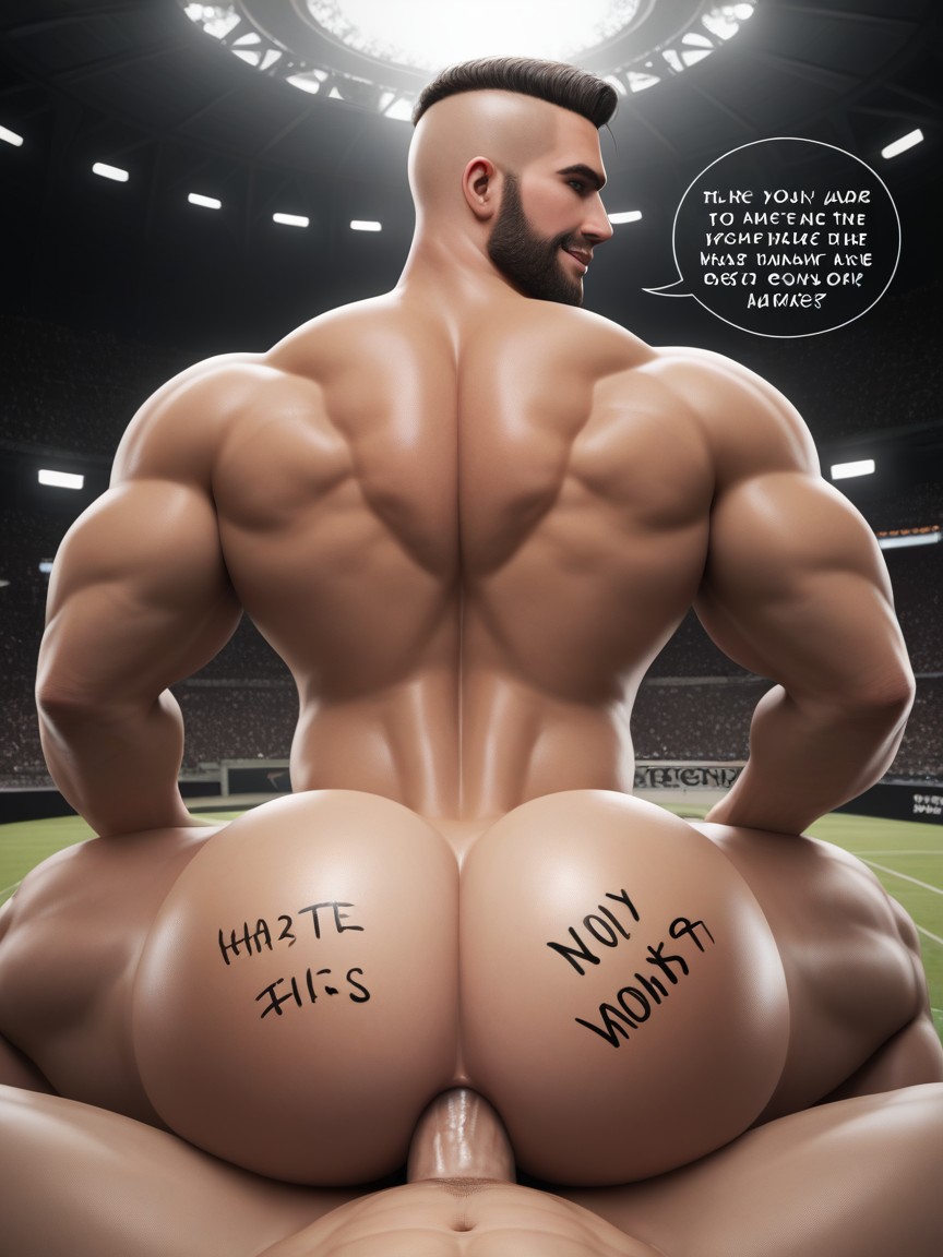 Facial Hair, Masculine Bottom, Gladiators Watching AI Gay Porn