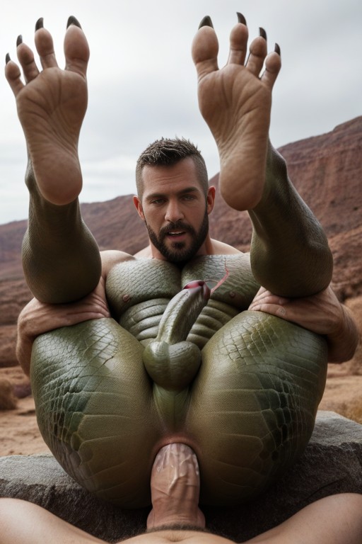 Realistic Detailed Features, Inspired By The Amazing Spider-man's Lizard, Wide Mouth With Sharp Jagged Teeth Rows AI Gay Porn