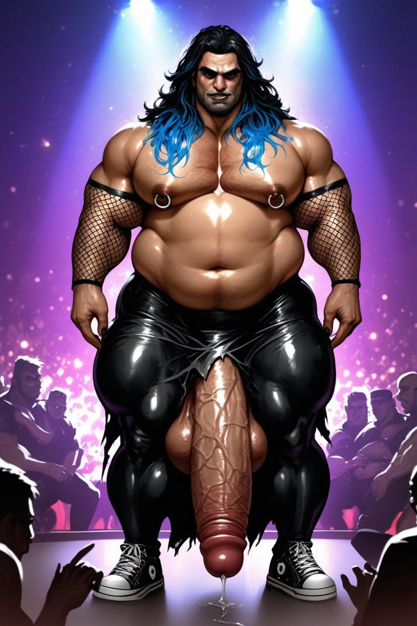 Shiny Skin, Shaved Face, On Stage AI Gay Porn