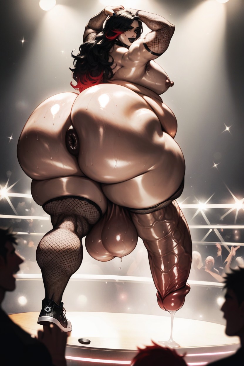 Morbidly Obese, Multi Colored Hair, Naked AI Gay Porn