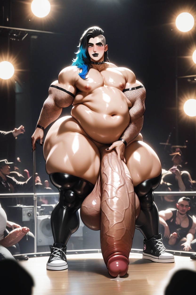 Naked, Multi Colored Hair, Black Nail Polish AI Gay Porn