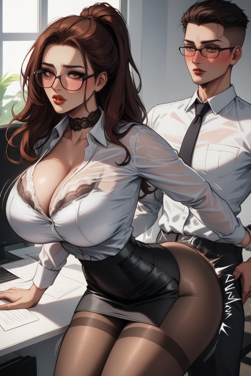 Ultra Detailed, In Office, Massive Bounce Lines AI Porn