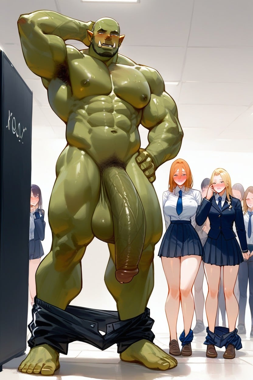 Women Feeling Orc Cock, Long Cock, Women Blushing Hentai AI Porn