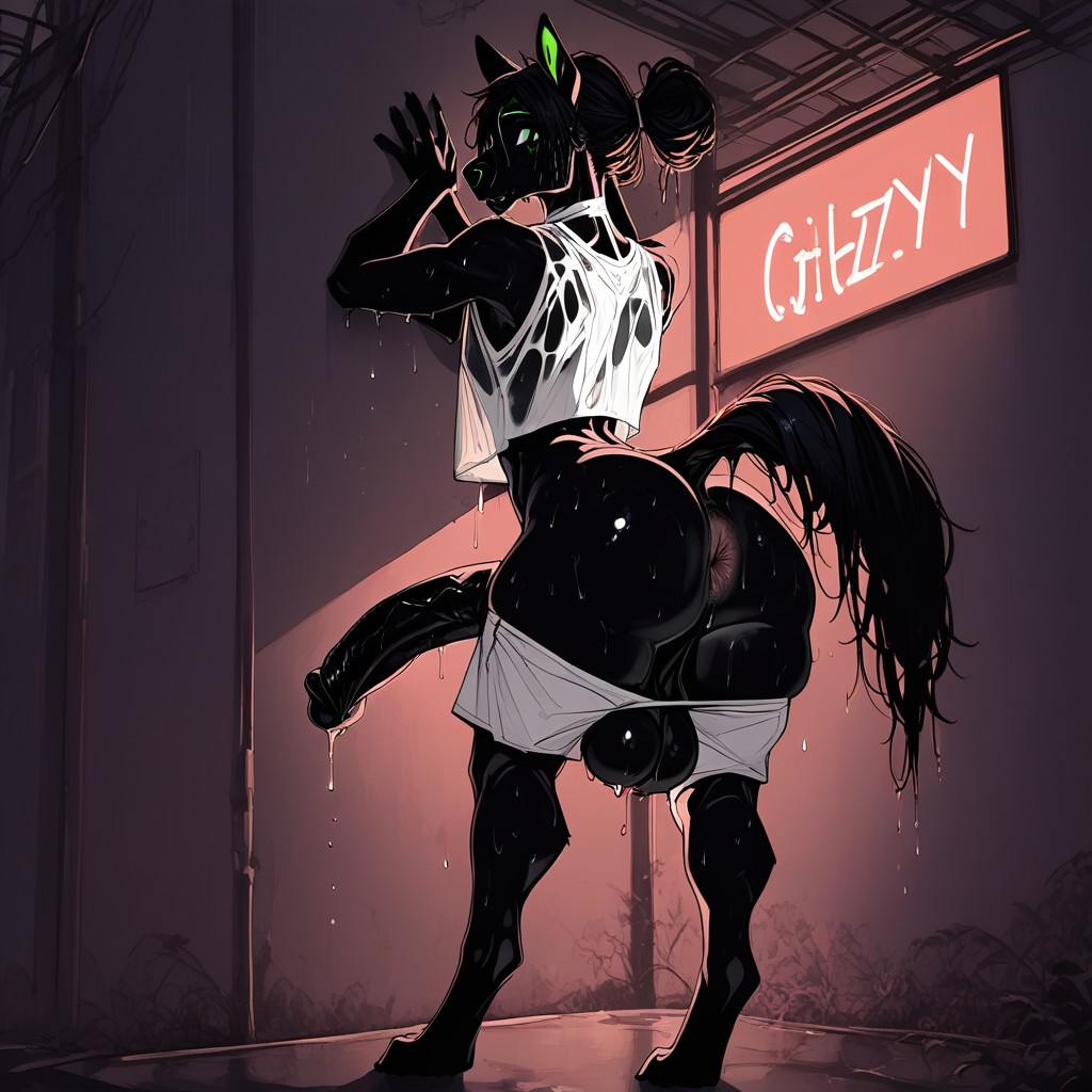 Black Hair, Wasp Waist, Lean Body Furry AI Porn
