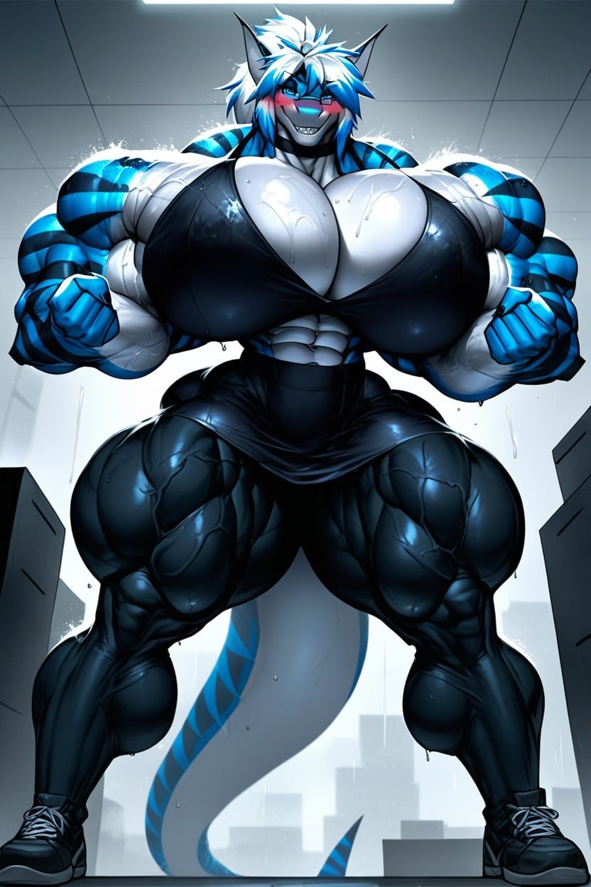 Unbuttoning Shirt, Breast Sagging, Vêtements Ajustés Porno IA Furry