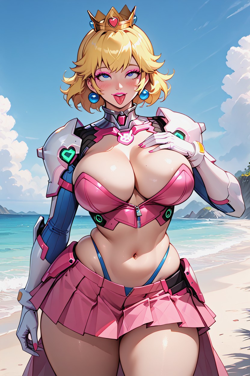 Tigh Clothing, Rounded Breats, On A Beach AI Porn