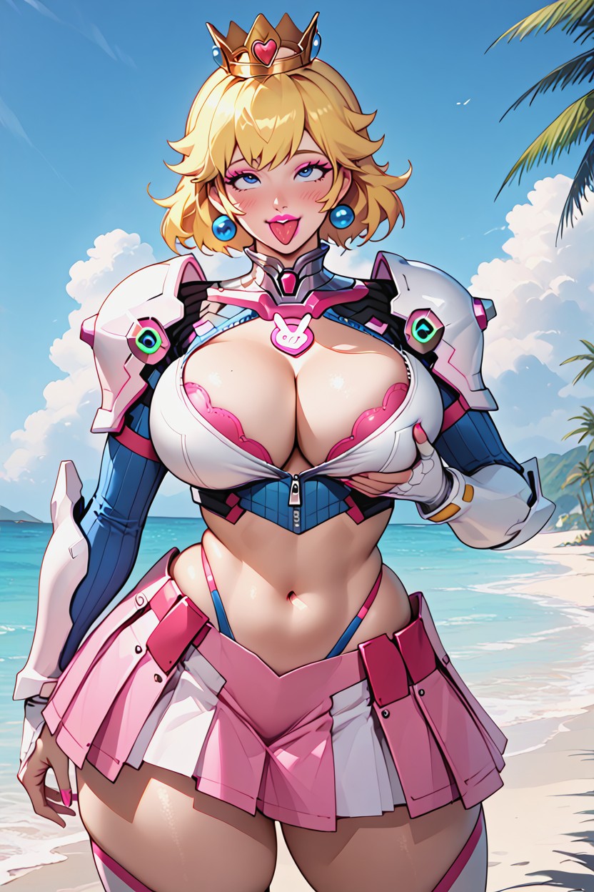 Armor Strappy Thong, Uncovered Navel, Rounded Breats AI Porn