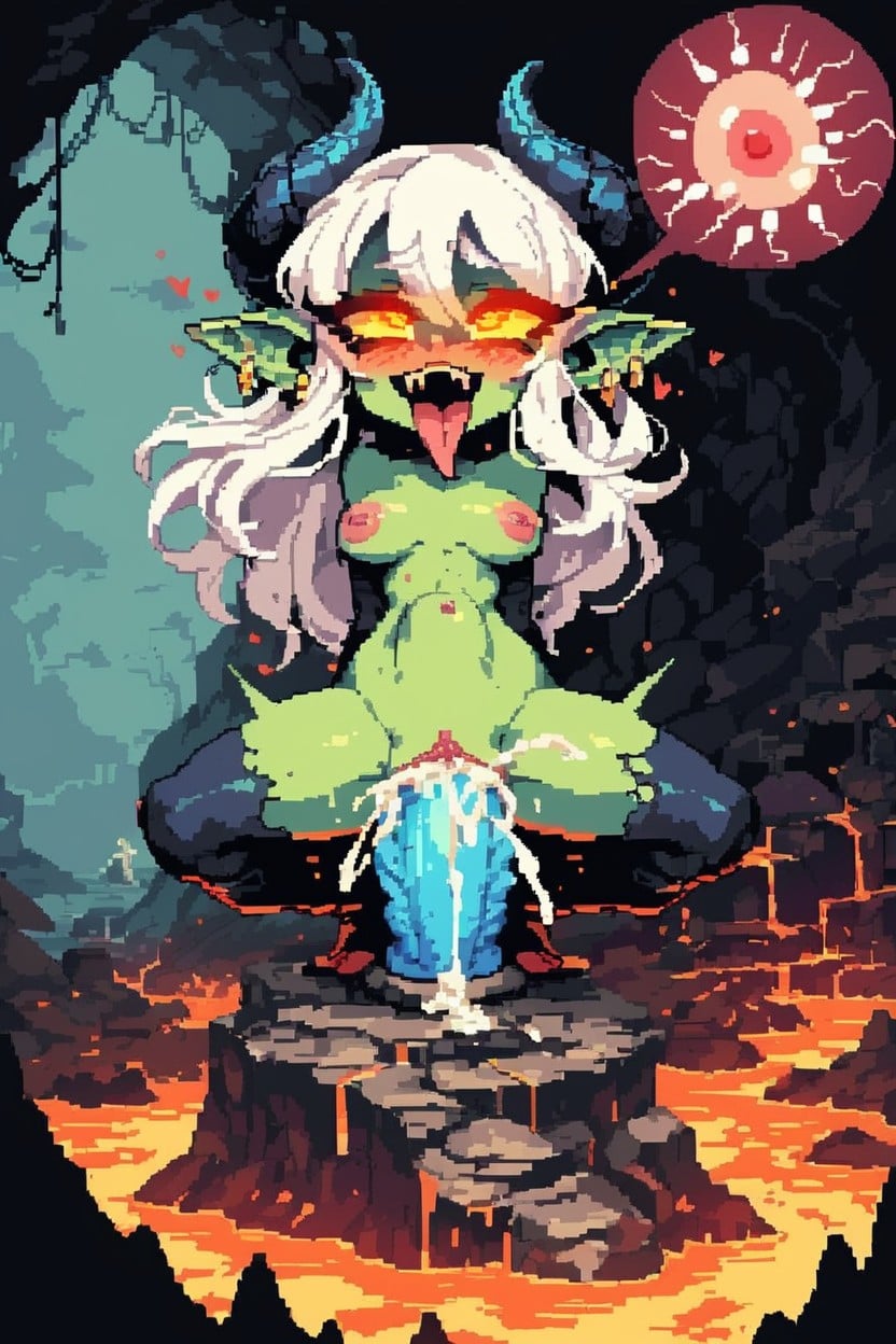 Cave Setting, Goblin, Glowing Eyes Hentai AI Porn