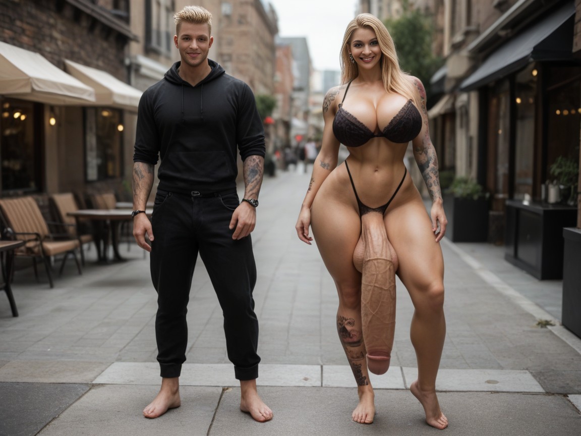 Big Round Boobs, Ear Piercings, Wearing G String AI Porn