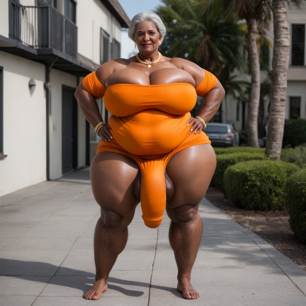 Gigantic Saggy Breast, Hairy Bushy Thighs Like A Sasquatch, Fully Clothed AI Porn