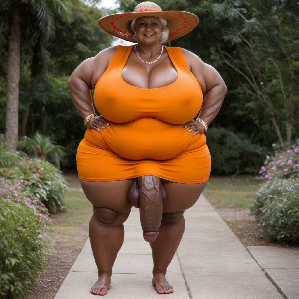 Extremely Large Ass, Full Body, Big Golden Circle Bracelets AI Porn