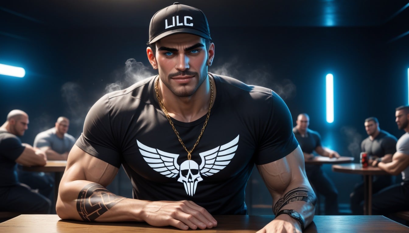 Black Background, Lean, Gold Necklace AI Gay Porn