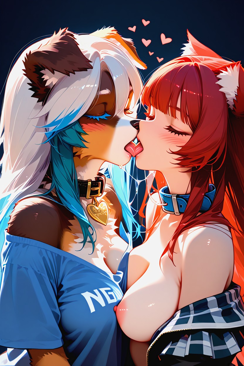 Dog Collar, Beautiful Eyes, Perfect Face Furry AI Porn