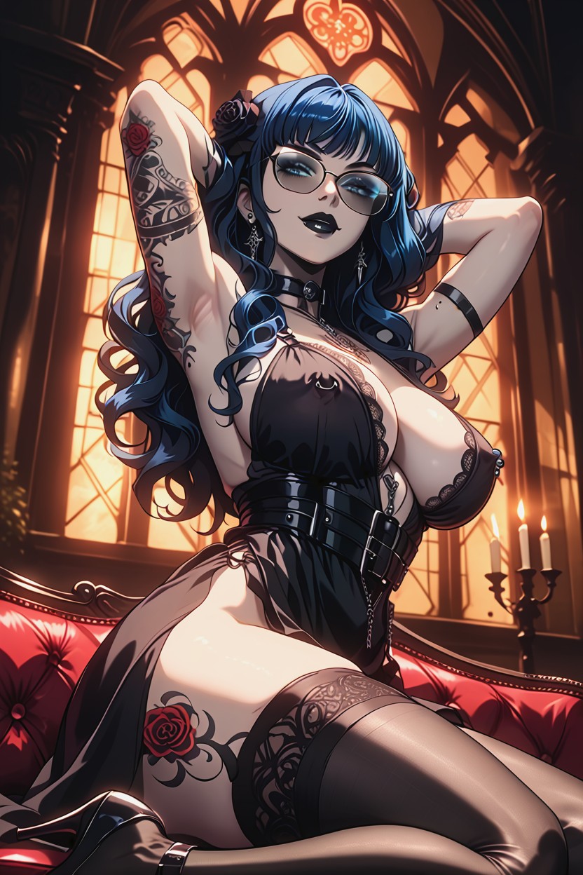 18+, Massive Ass, Reclining On A Velvet Chaise Lounge Hentai AI Porn