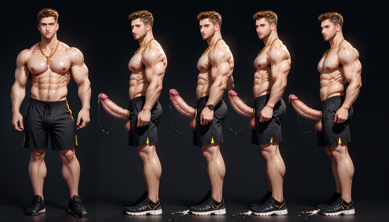 Ultra High Res, Big Thick Electric Vibrating Cocks, Two Athletic Lean Nude Hunks Having Horny Sex AI Gay Porn