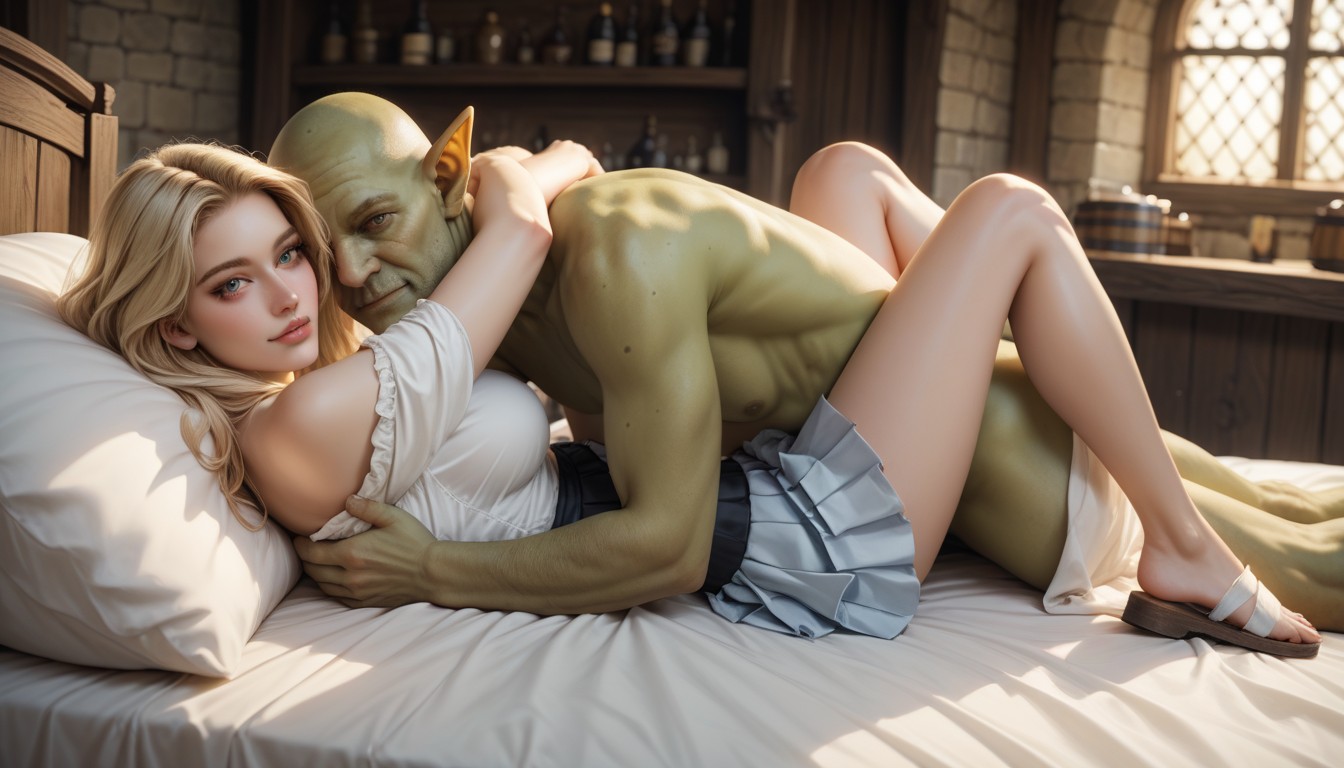 Selfie, Pale Skin, Blonde Woman Hair AI Porn