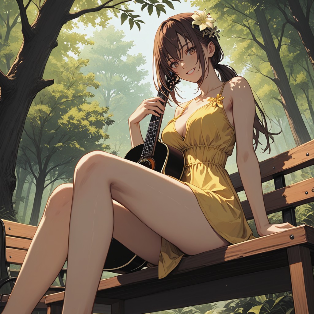 Playing On Guitar, Skinny, 18+ Hentai AI Porn