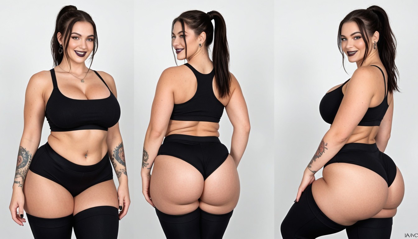 Big Smile, Tattoos On Legs, Blue Eyes AI Porn