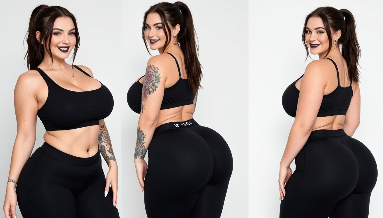 Black Crop Top, Black Leggings, Black Leggings AI Porn