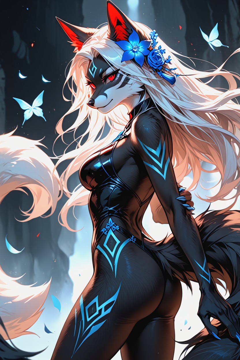 Black Arms, Blue Flower Claws, 18+ ファーリーAIポルノ