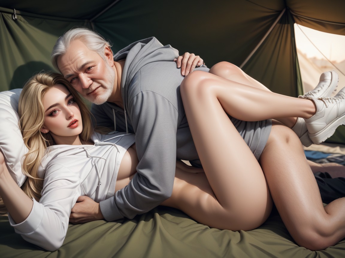 Hoodie Underboob, Extreme Hugging, Looking At Viewer AI Porn