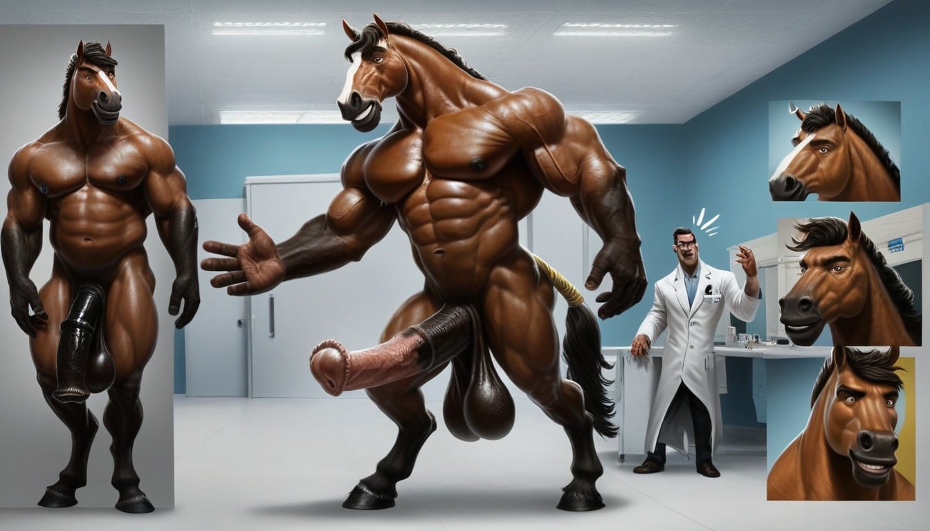 High Detailed, Saggy Balls, Large Equicock AI Gay Porn