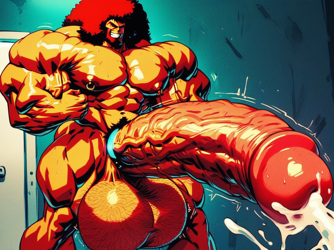 Cum Shot, Giant Oversized Cock Massive Muscles Giant Thick, Extreme Macro Cock Definition AI Porn