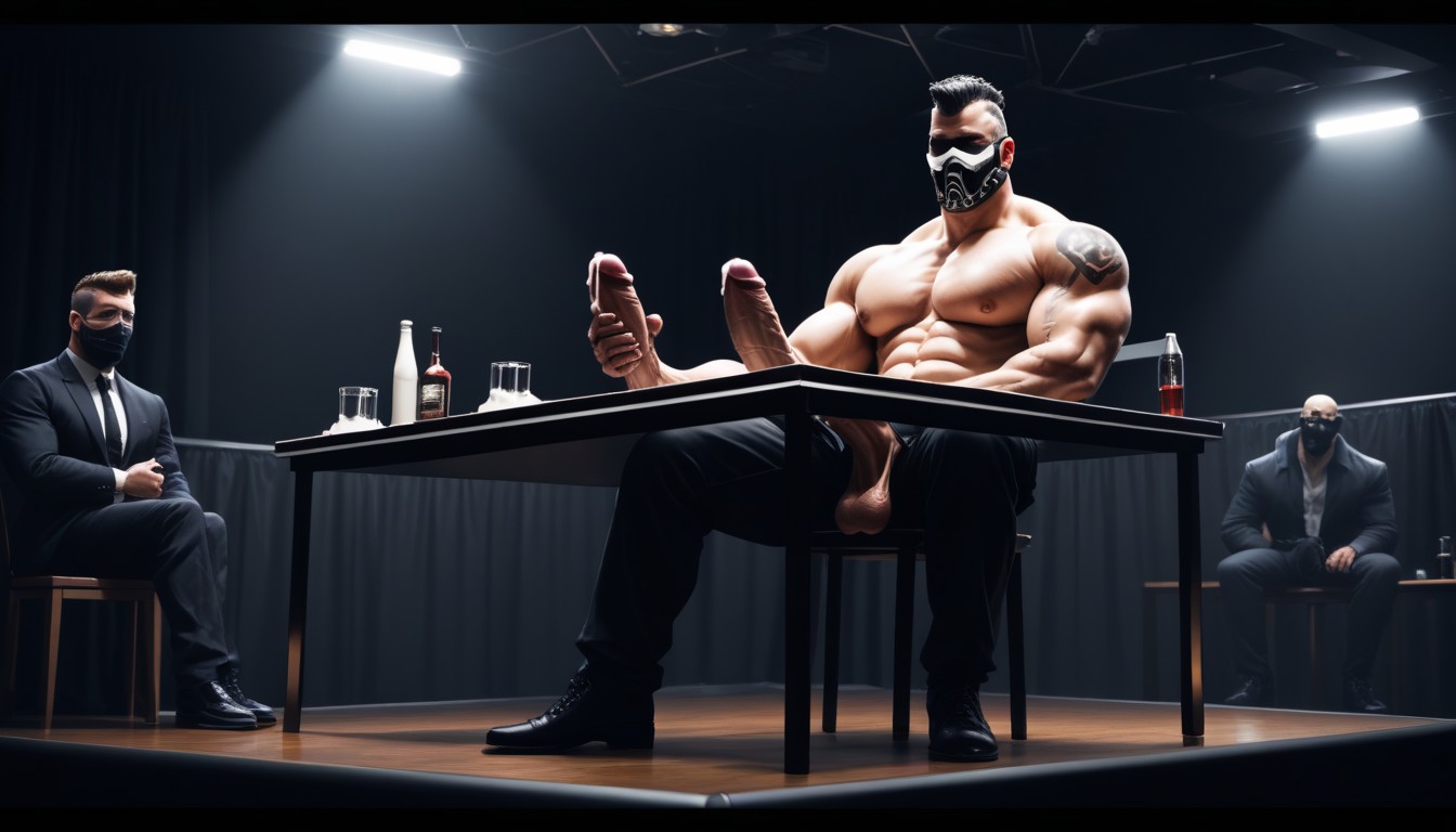Dildo On Glass Table, Vip Table Service, Subtle Sparks AI Gay Porn