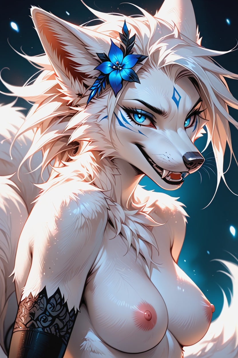White Fur, Fangs Should Be Bigger, Sly Look Furry IA