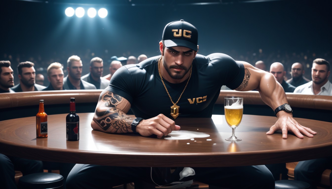 Gold Necklace, Table Service, Black Ball Cap AI Gay Porn