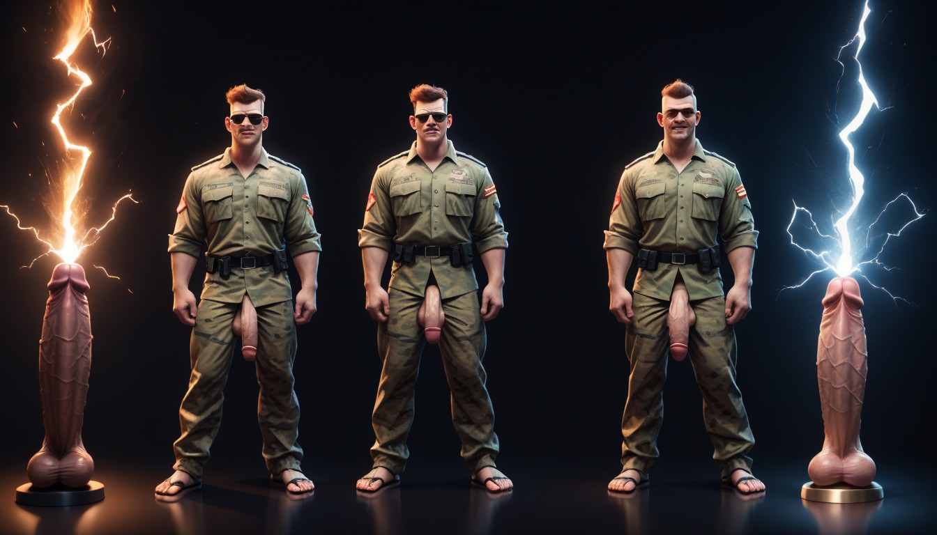 Subtle Lightning Powers, Cocks Look Like Vibrating Dildos, Shaved Head AI Gay Porn