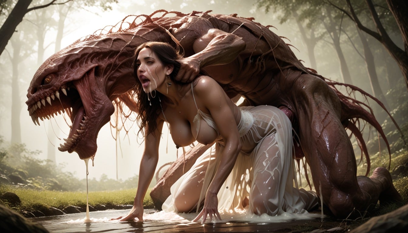 Enormous Monster Stands Behind Woman, Gypsy, Vagina Sex AI Porn