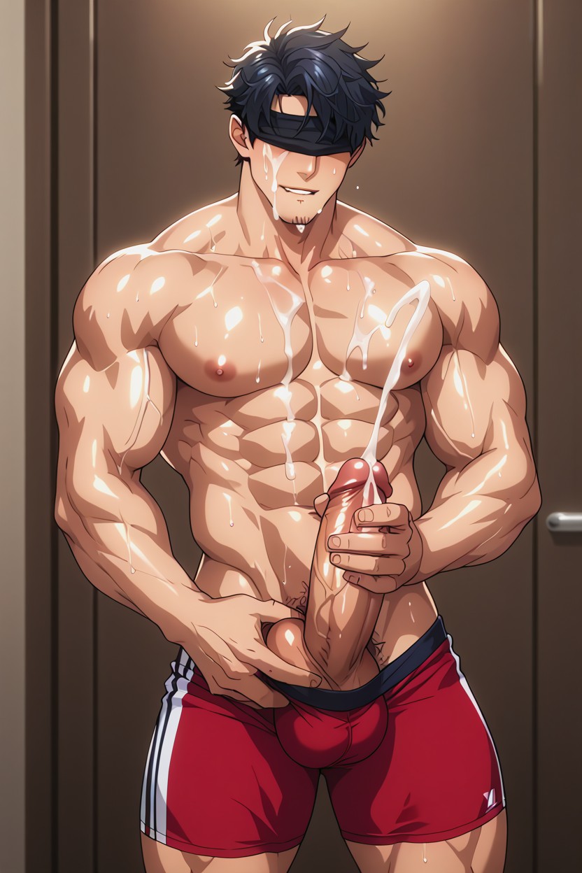 Biting Lip, Massive Cock, Wet Body AI Gay Porn