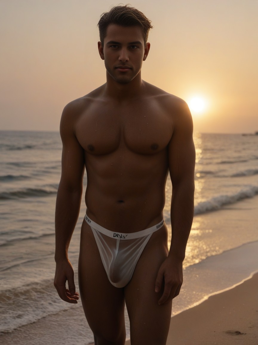 Beach, Model, Medium AI Gay Porn