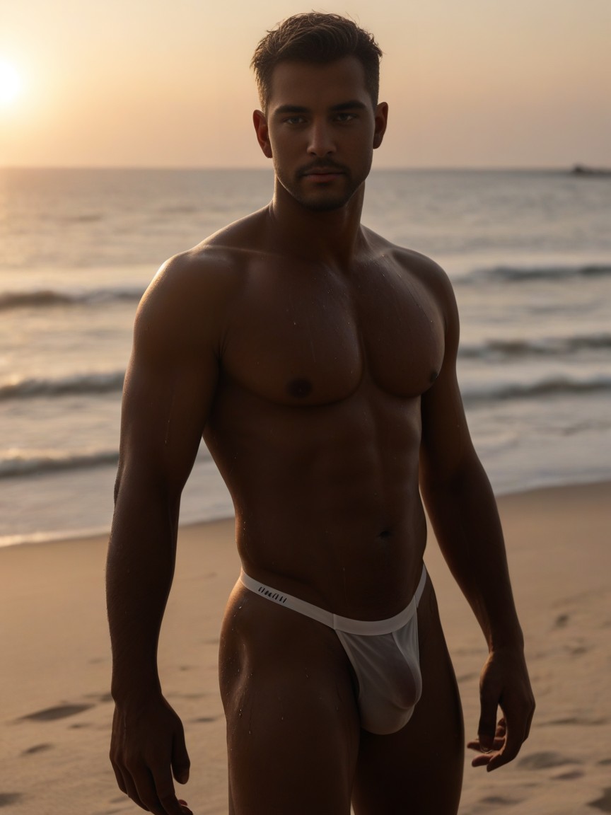 Cock Curves Down, Thong, 18+ AI Gay Porn