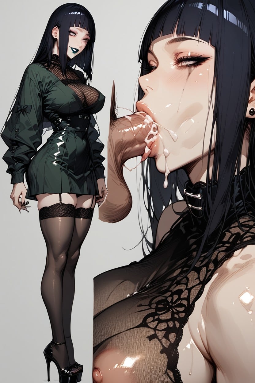 Black Choker, Bubble Butt, Black High Heels Hentai AI Porn