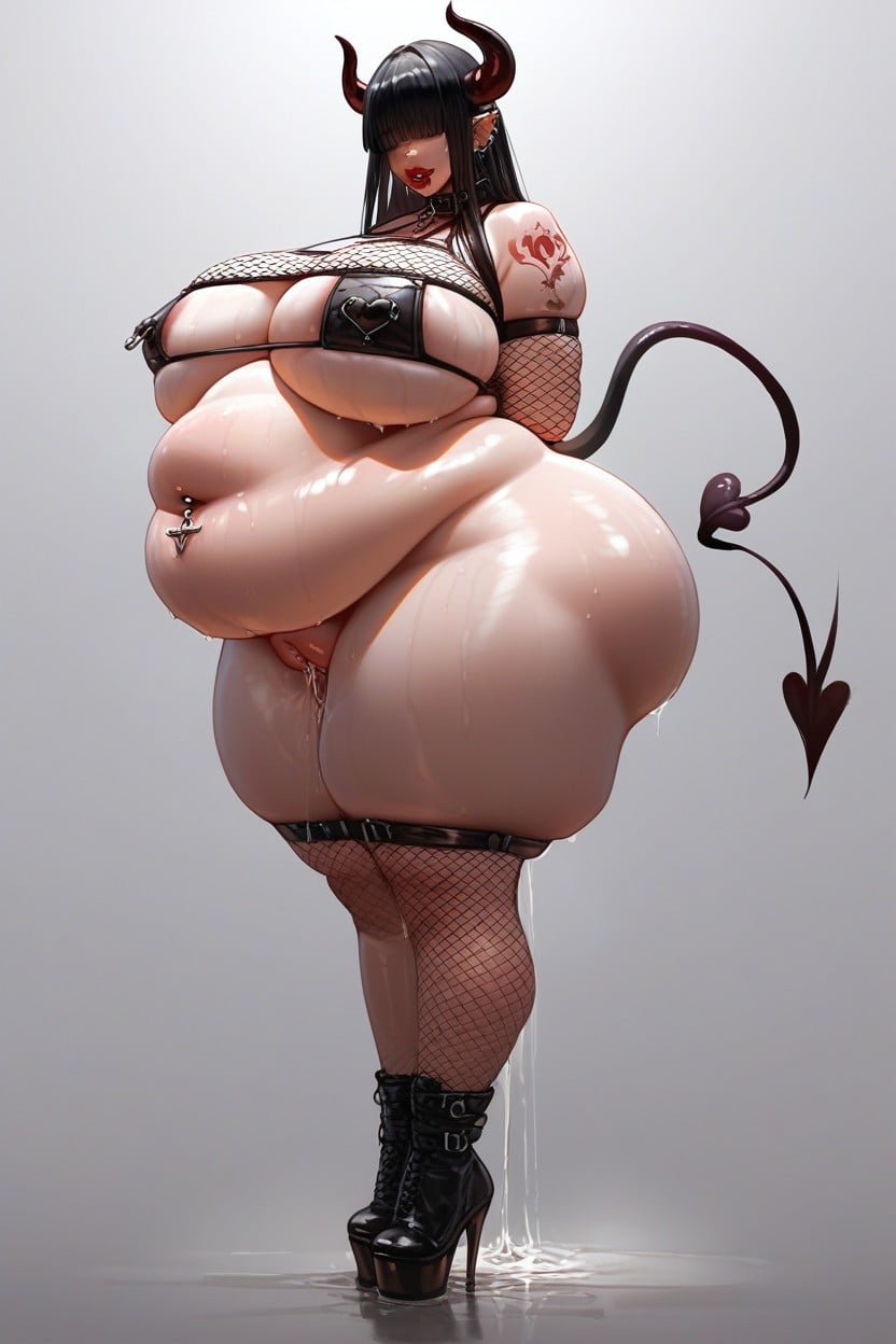 Belly Overhang, Hanging Belly, Bangs BBW AI Porn