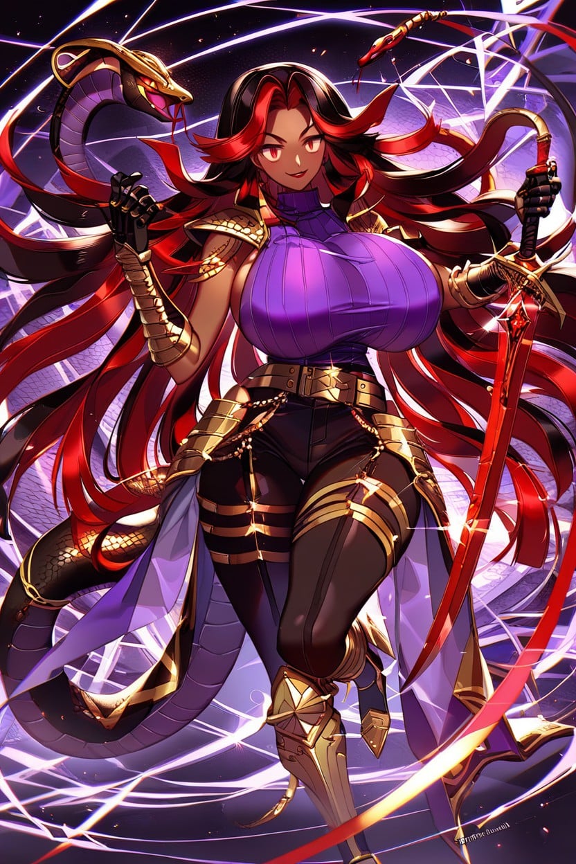 Long Hair, Full Body, Red Eyes AI 포르노