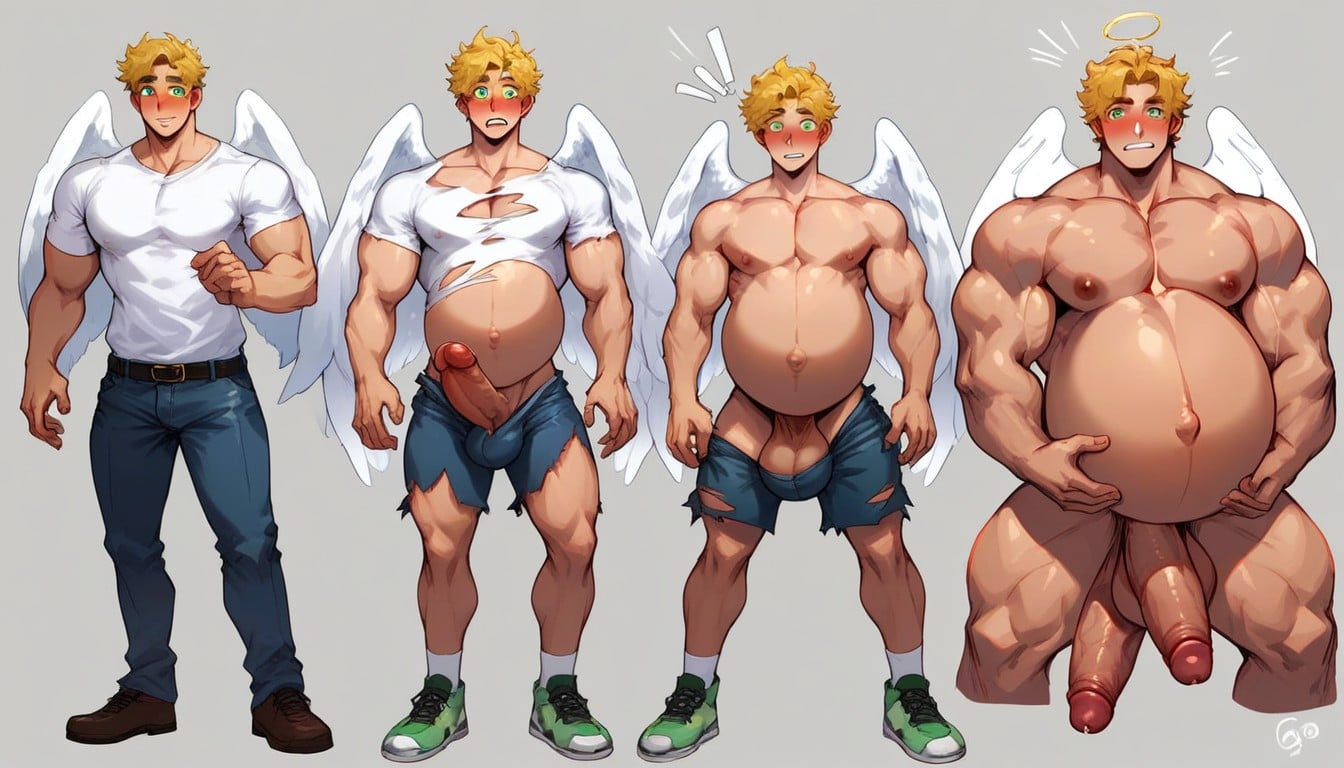 Full Body, Big Angel Wings, Skinny AI Gay Porn