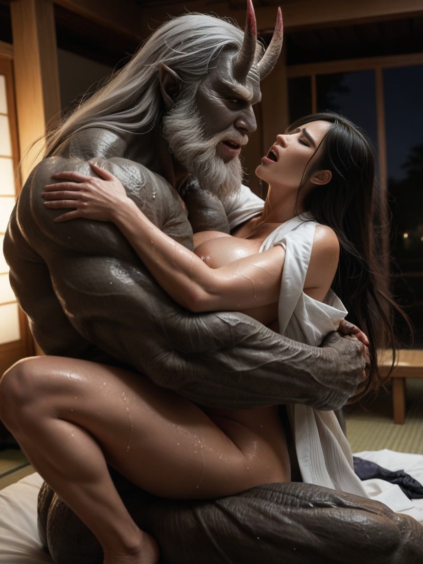Gray Hair Long, 전신, Open Clothes AI 포르노