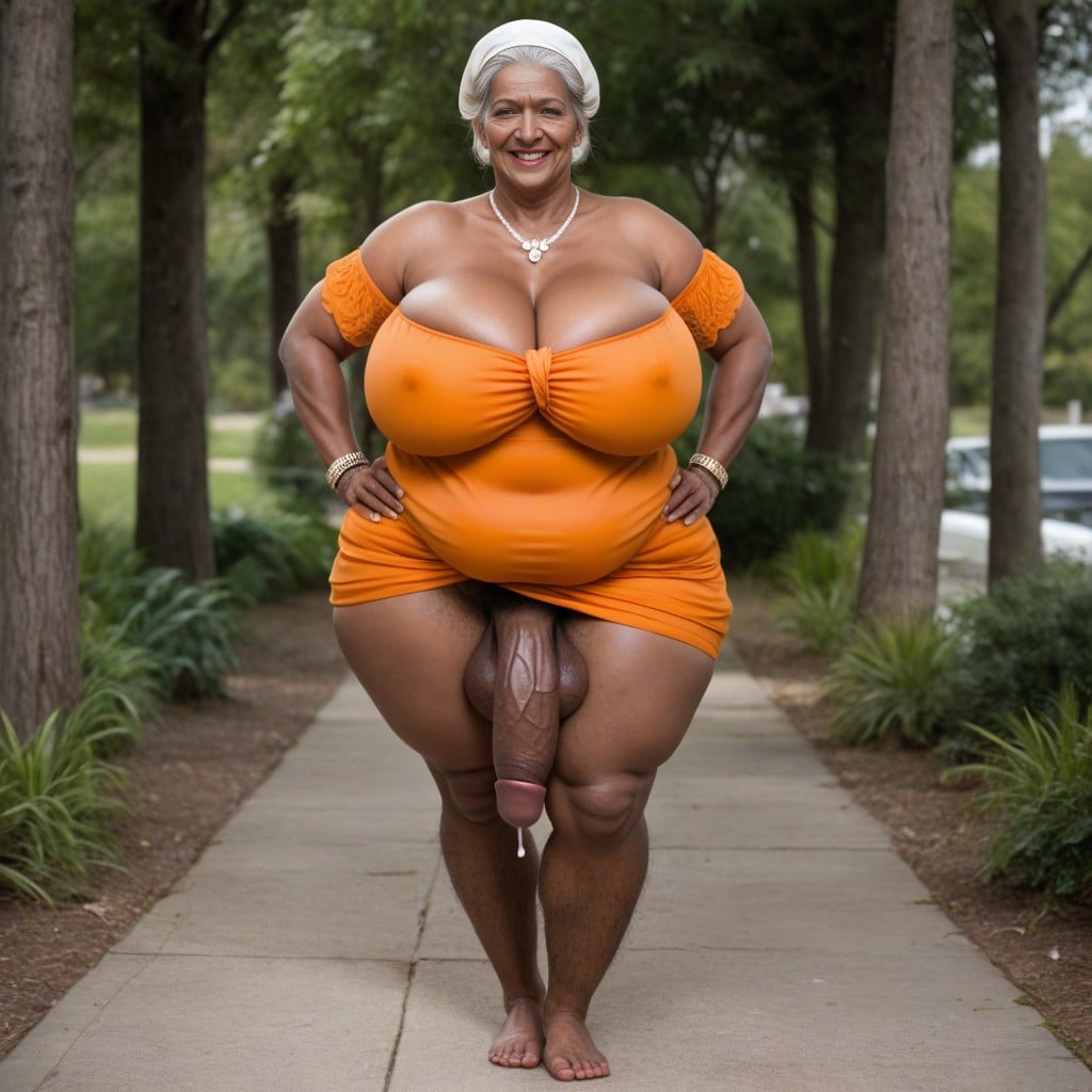 Large Ass, Ssbbw Gigantic Lady, Outdoors AI Porn