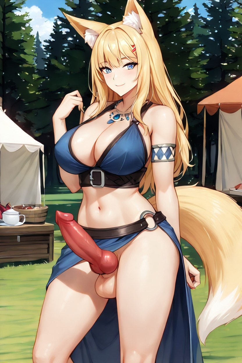 Closed Mouth, Grass, Blonde Hair 人妖AI黃片