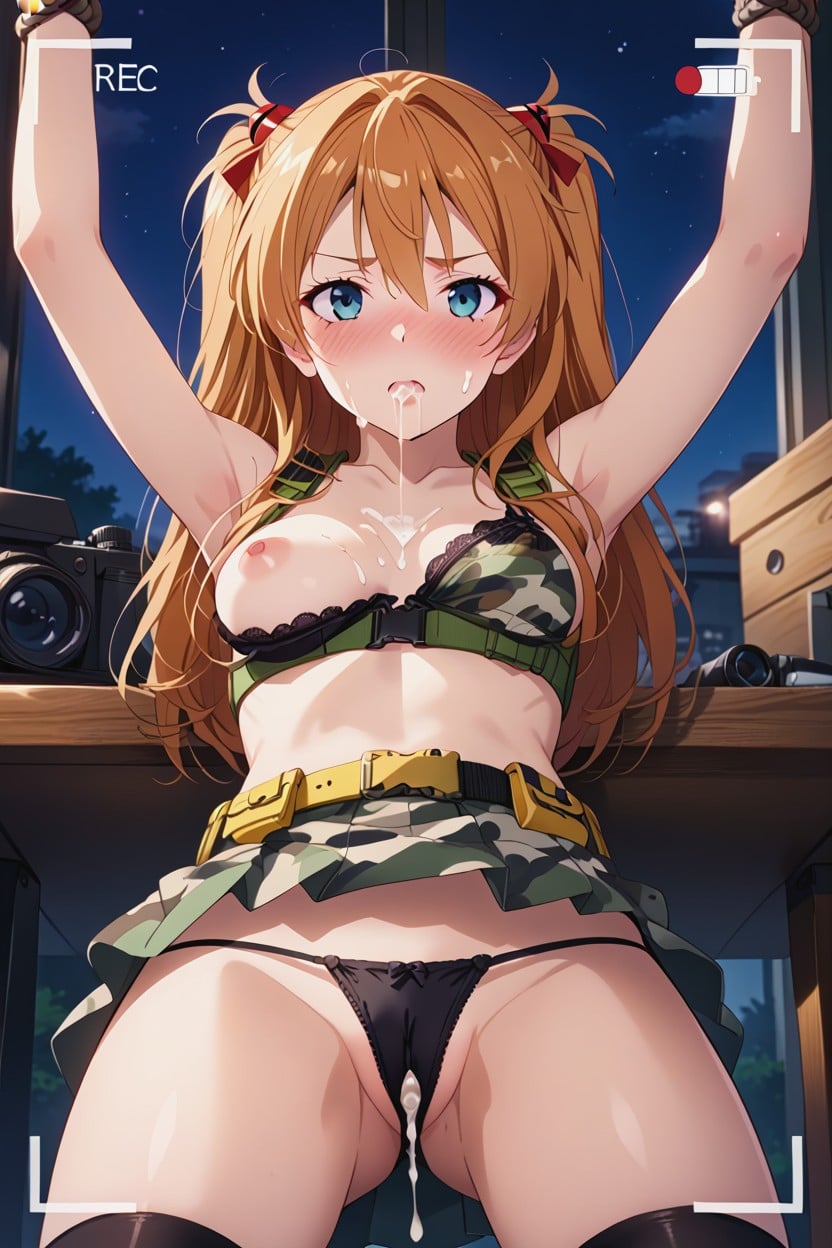 Laying, Smeared Makeup, Full-face Blush Hentai AI Porn