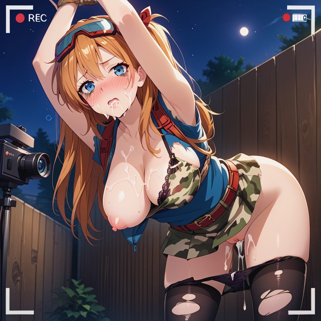 One Breast Exposed, Bottom Up, Arms Up Hentai AI Porn